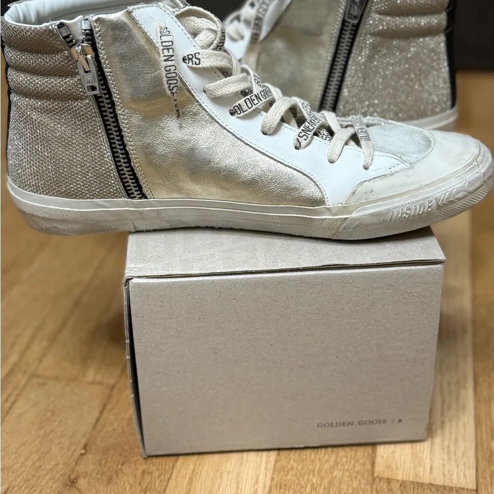 Golden Goose White and Gray Sneakers - Picture 6 of 9